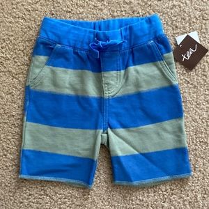 Elastic Drawstring Striped Shorts - Tea